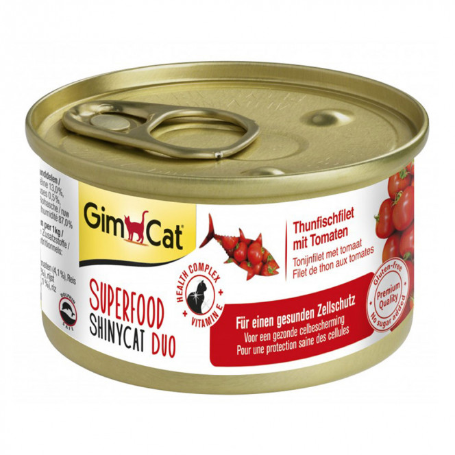 GimCat Superfood ShinyCat Duo Canned food for cats tuna with tomatoes in broth