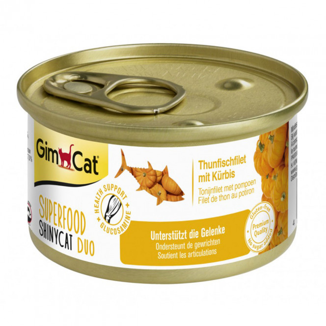 GimCat Superfood ShinyCat Duo Консервы для кошек тунец с тыквой в бульоне