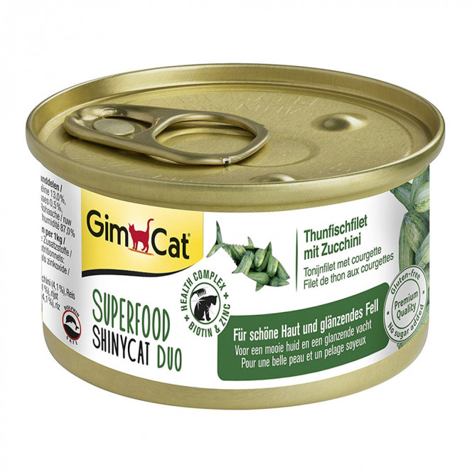 GimCat Superfood ShinyCat Duo Консервы для кошек тунец c цукини в бульоне