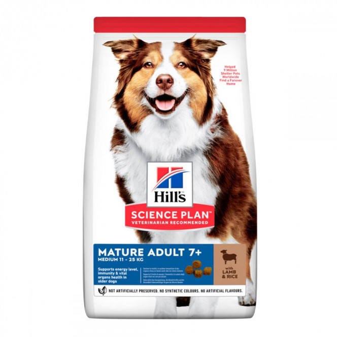 Hills Science Plan Medium Mature Adult 7+ Lamb & Rice Dry food for senior dogs of medium breeds with lamb and rice