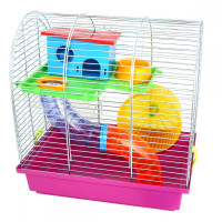 InterZoo Grim II (G102h) Small rodent cage wheel + pipe + house (galvanized)