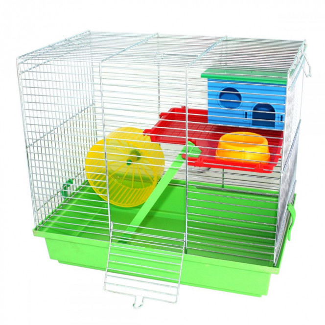 InterZoo Teddy Lux I (G044) Small rodent cage wheel + ladder + house (galvanized)