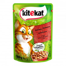 Kitekat Natural Vitality (Pouch) Canned Food for Cats with Beef in Sauce