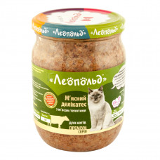 TM Leopold (glass) Canned food for cats Meat delicacy with veal meat