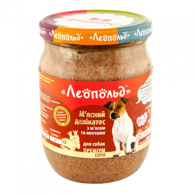 TM Leopold (glass) Canned food for dogs Meat delicacy with meat and vegetables