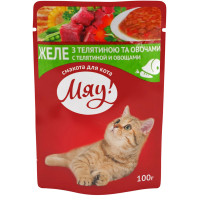 Meow! (spider) Canned cat food with veal and vegetables in jelly