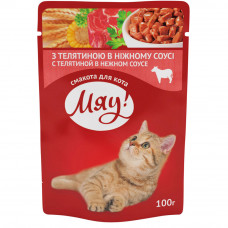 Meow! (spider) Canned cat food with veal in tender sauce