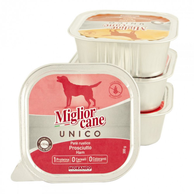 Morando Miglior Cane Unico Adult Ham Canned dog food pate with ham