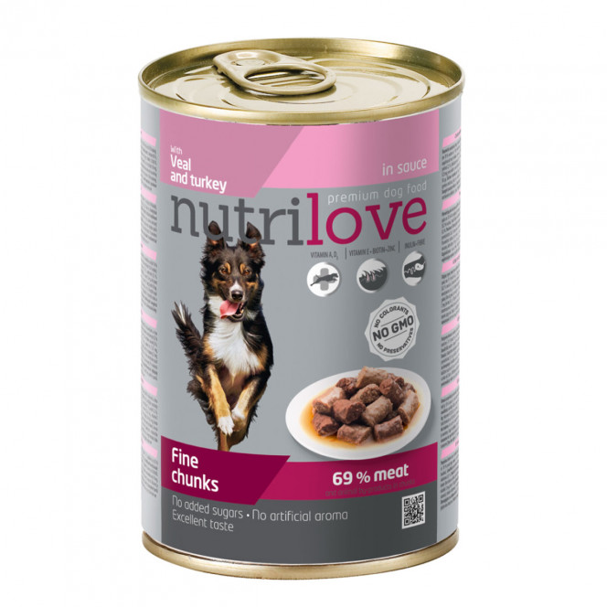 Nutrilove Veal and Turkey Canned food for dogs Veal and turkey pieces with sauce