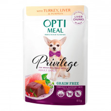 Optimeal Privilege Adult dog (spider) Grain-free canned food for small breeds with turkey and liver in pumpkin jelly