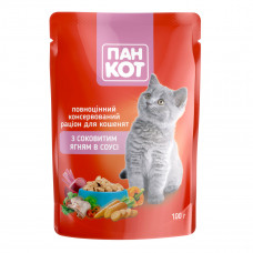 Pan-Kot (spider) Canned food for kittens with juicy lamb in sauce