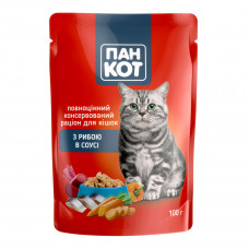 Pan-Kot (spider) Canned food for cats with fish in sauce