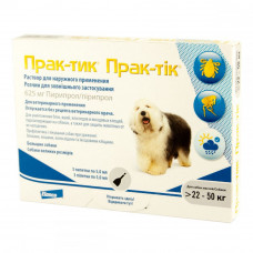 Prac-tic (Prak-tik) drops for dogs weighing from 22 to 50 kg