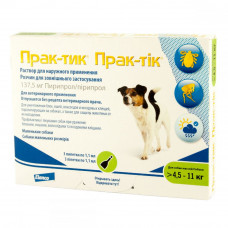 Prac-tic drops for dogs weighing from 4.5 to 11 kg