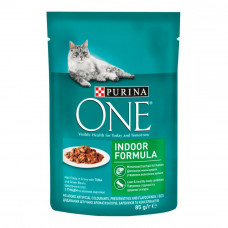 Purina One Indoor Formula Cat Filets in Gravy Chunks for Staying Cats in Tuna and Herb Sauce