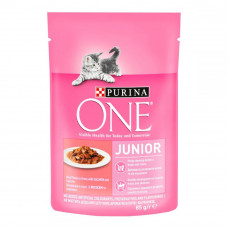 Purina One Junior Filets in Gravy Kitten Canned Food Chunks in Salmon and Carrot Sauce