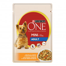 Purina One Mini Adult (пауч) Консервы для собак малых пород с курицей, морковью и зеленой фасолью в соусе