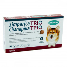 Simparica Trio Tablets for dogs against fleas, ticks and worms 10 - 20 kg