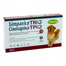 Simparica Trio Tablets for dogs against fleas, ticks and worms 20 - 40 kg