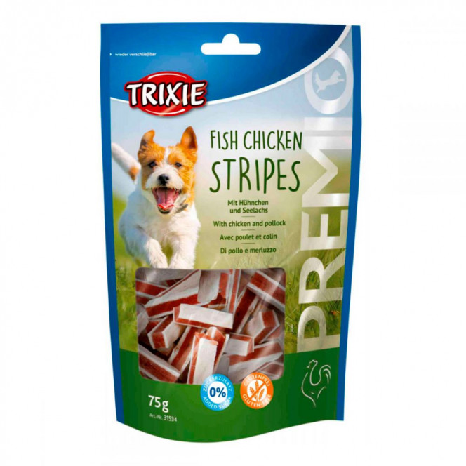 Trixie 31534 Premio Fish Chicken Stripes Dog Treats with Chicken and Fish