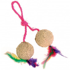 Toy for cats Trixie 4501 Balls on a cord with feathers (4.5 cm)