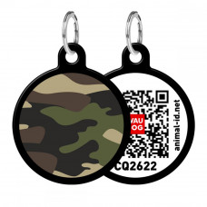 Collar Waudog Smart ID Адресник с QR кодом круг с рисунком Камо Черный