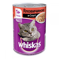 Whiskas 400 гр с говядиной кусочки в соусе