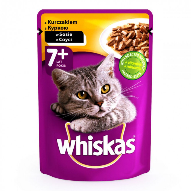 Whiskas 100 гр Консерва для кошек старше 7 лет с курицей в соусе