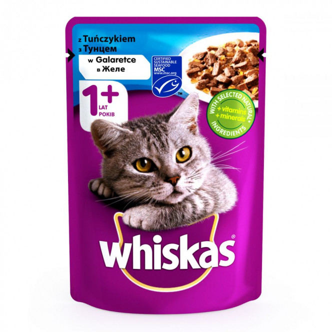 Whiskas 100 гр консерва для кошек с тунцом в желе