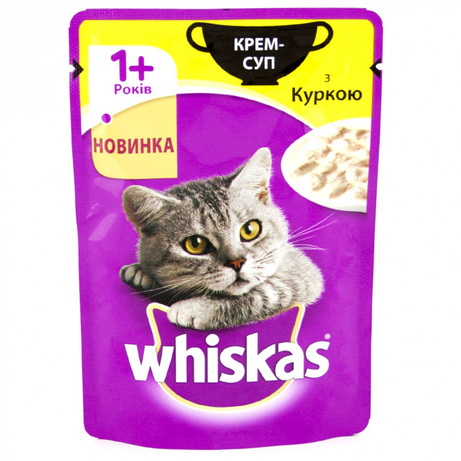 Whiskas Крем-Суп (пауч) Консервы для кошек с курицей в соусе