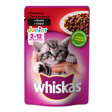 Whiskas Junior (пауч) Консервы для котят с говядиной в соусе