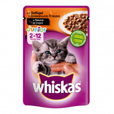 Whiskas JUNIOR 100 гр консерва для котят с домашней птицей в соусе